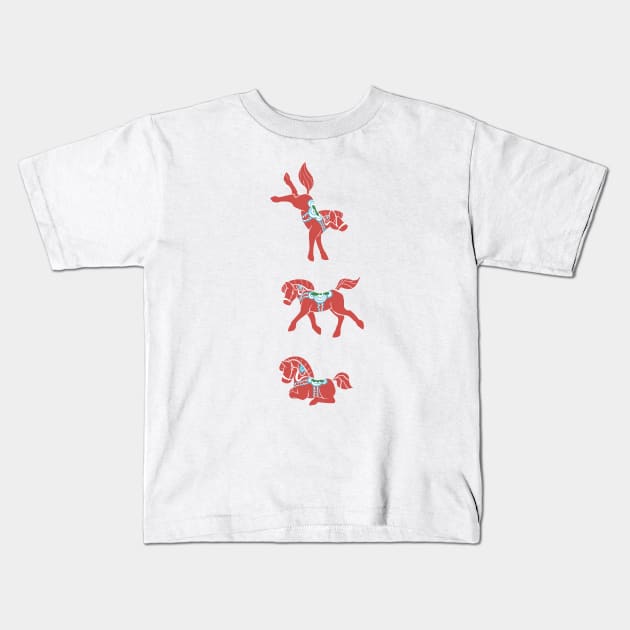 Lovely Little Dala Horses Kids T-Shirt by CloudWalkerDesigns